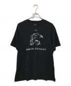 ARMANI EXCHANGE（）の古着「イーグルデザインクルーネックTシャツ」｜ブラック