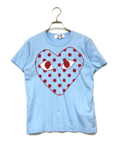 PLAY COMME des GARCONS（プレイ コムデギャルソン）PLAY COMME des GARCONS (プレイ コムデギャルソン) Polka Dot Heart T-Shirt/ポルカドットハートTシャツ ブルー サイズ:Lの古着・服飾アイテム