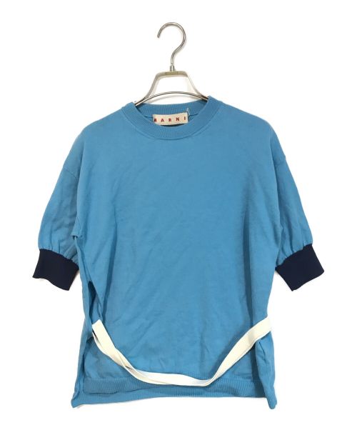 MARNI（マルニ）MARNI (マルニ) ウエストレースハイゲージS/Sニット ブルー サイズ:40の古着・服飾アイテム