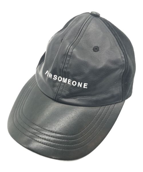 FORSOMEONE（フォーサムワン）FORSOMEONE (フォーサムワン) ロゴレザーキャップ ブラック サイズ:FREEの古着・服飾アイテム