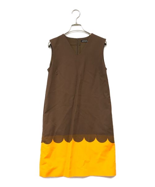marimekko（マリメッコ）marimekko (マリメッコ) RAILAワンピース/ライラワンピース ブラウン×オレンジ サイズ:36の古着・服飾アイテム