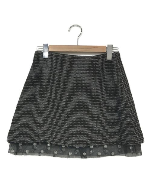 CHANEL（シャネル）CHANEL (シャネル) チュール切替 サマーツイードスカート ブラック サイズ:40の古着・服飾アイテム