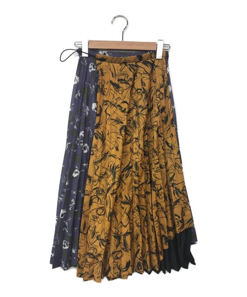 TOGA PULLA（トーガ プルラ）TOGA PULLA (トーガ プルラ) Print mix skirt ネイビー サイズ:34の古着・服飾アイテム