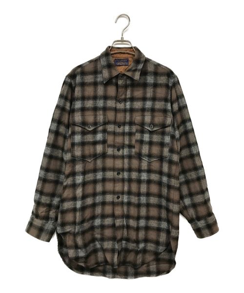PENDLETON（ペンドルトン）PENDLETON (ペンドルトン) 50`Sオンブレチェックシャツ ブラウン サイズ:141/2の古着・服飾アイテム