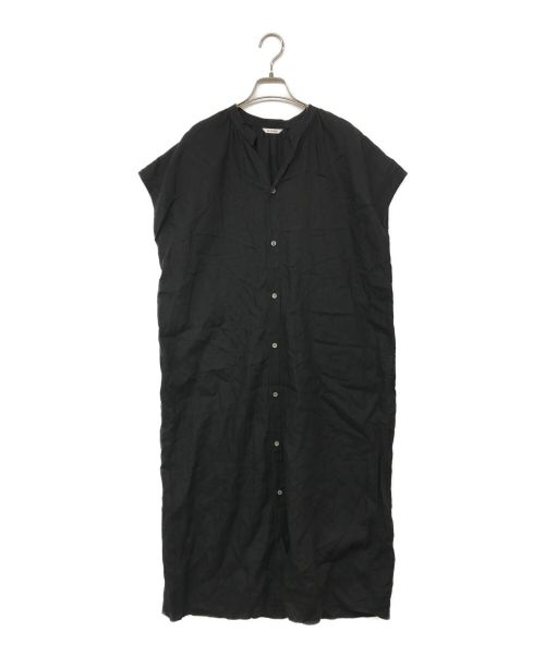 LE GLAZIK（ル グラジック）LE GLAZIK (ル グラジック) リネンフレンチスリーブワンピース ブラック サイズ:36の古着・服飾アイテム