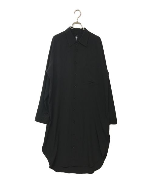 GROUND Y（グラウンドワイ）GROUND Y (グラウンドワイ) Front raglan Big shirt/フロントラグランビッグシャツ ブラック サイズ:3の古着・服飾アイテム