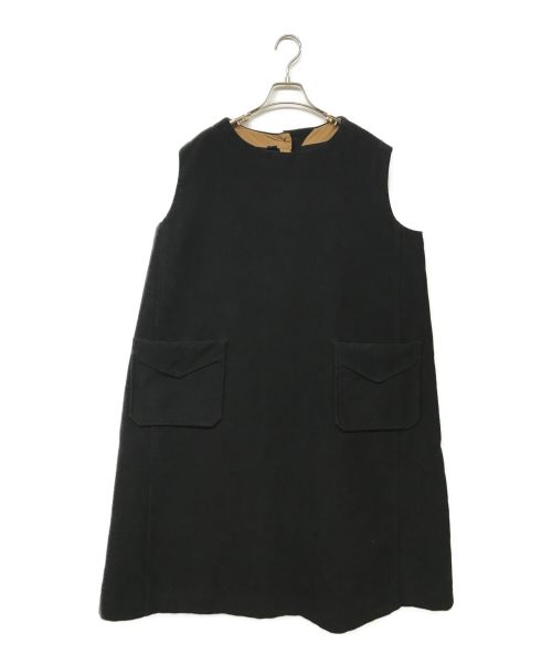 45R（フォーティーファイブアール）45R (フォーティーファイブアール) コットンフランネルのジャンパースカート ブラック サイズ:記載なしの古着・服飾アイテム