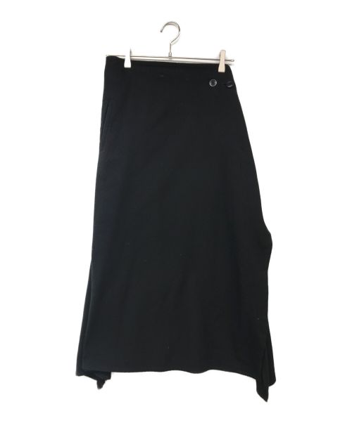 Y's（ワイズ）Y's (ワイズ) コットンウールフリンジロングラップスカート ブラック サイズ:1の古着・服飾アイテム