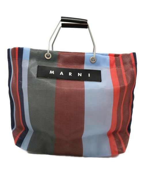 MARNI（マルニ）MARNI (マルニ) フラワーカフェトートバッグ グレー×ブルーの古着・服飾アイテム