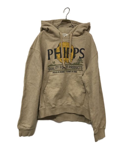 PHIPPS（フィップス）PHIPPS (フィップス) forest logo cotton hoodie/フォレストロゴコットンフーディ ブラウン サイズ:Mの古着・服飾アイテム