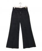 mother superiorマザー シュペリオール）の古着「The Patch Pocket Roller High Waist Fray Hem Wide Leg Ankle Jeans」｜ブラック