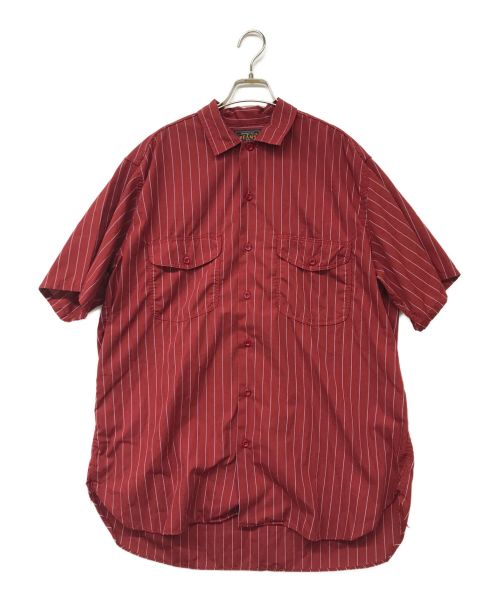 BEAMS PLUS（ビームスプラス）BEAMS PLUS (ビームスプラス) WORK Short Sleeve Stripe T/C レッド サイズ:XLの古着・服飾アイテム