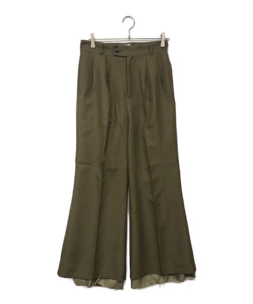 soerte（ソエルテ）soerte (ソエルテ) Cut off layered flared pants/カットオフレイヤードフレアパンツ カーキ サイズ:2の古着・服飾アイテム