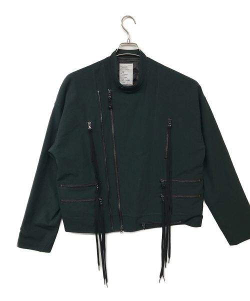 SHAREEF（シャリーフ）SHAREEF (シャリーフ) ノーカラーライダースジャケット グリーン サイズ:1の古着・服飾アイテム