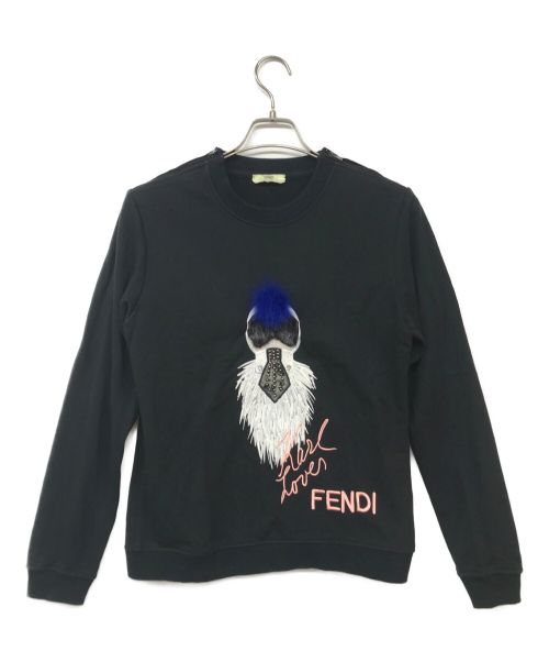FENDI（フェンディ）FENDI (フェンディ) ファークルーネックスウェット ブラック サイズ:Lの古着・服飾アイテム