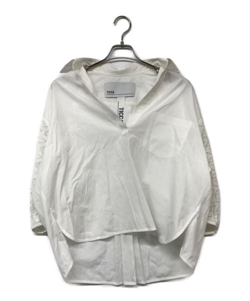 ticca（ティッカ）ticca (ティッカ) コットンレースパフスリーブシャツ ホワイト サイズ:Freeの古着・服飾アイテム