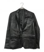 Calvin Klein platinumカルバンクラインプラチナム）の古着「レザーテーラードジャケット」｜ブラック