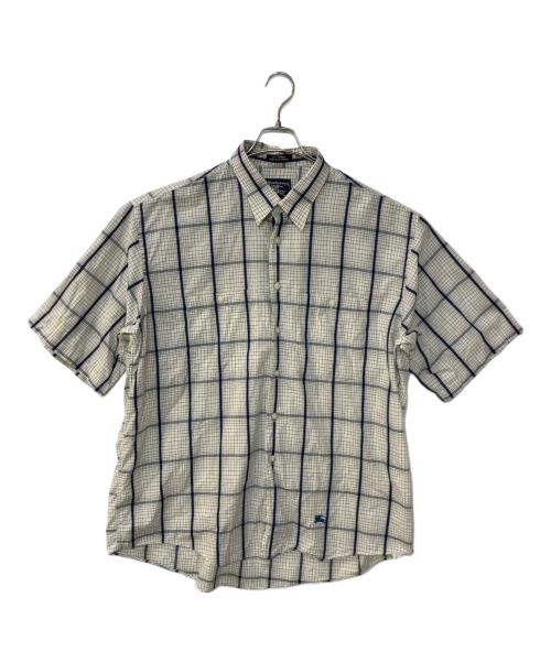 Burberry's (バーバリーズ) 半袖チェックシャツ ネイビー×アイボリー サイズ:XL