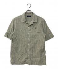 FRED PERRY (フレッドペリー) Microgingham Seersucker Shirt マイクロギンガムシアサッカーシャツ グリーン サイズ:M
