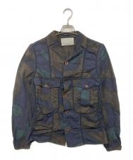 KOLOR (カラー) 16SS 総柄パッカリングジャケット ネイビー×ブラウン サイズ:1