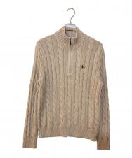 POLO RALPH LAUREN (ポロ・ラルフローレン) ハーフジップケーブルコットンニット ベージュ サイズ:M