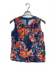 COMME des GARCONS (コムデギャルソン) FLOWERS PRINTED SATIN TOP ブルー サイズ:S