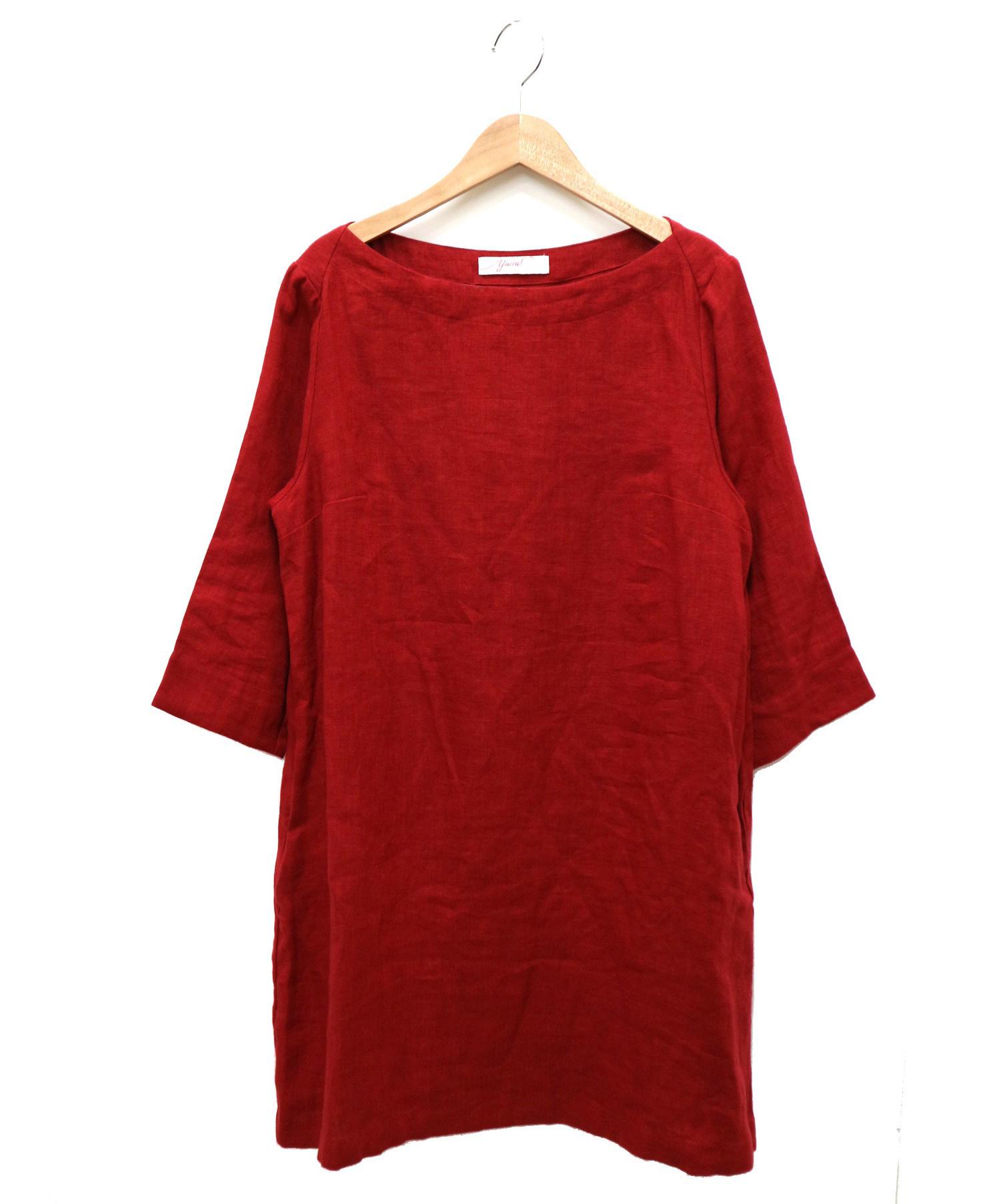 中古 古着通販 Yarra ヤラ リトアニア無地ボートワンピース レッド サイズ F リネン100 日本製 19ss ブランド 古着通販 トレファク公式 Trefac Fashion