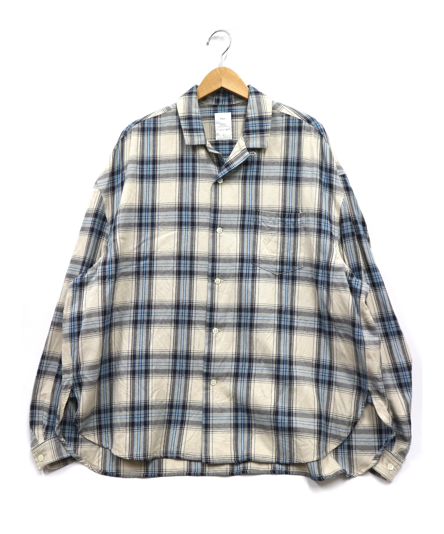 中古 古着通販 Name ネーム ビッグシルエットオープンカラーチェックシャツ ホワイト ブルー サイズ 1 ブランド 古着通販 トレファク公式 Trefac Fashion