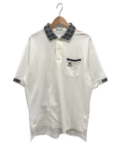 Burberrys（バーバリーズ）Burberrys (バーバリーズ) チェックカラーポロシャツ ホワイト サイズ:LAの古着・服飾アイテム