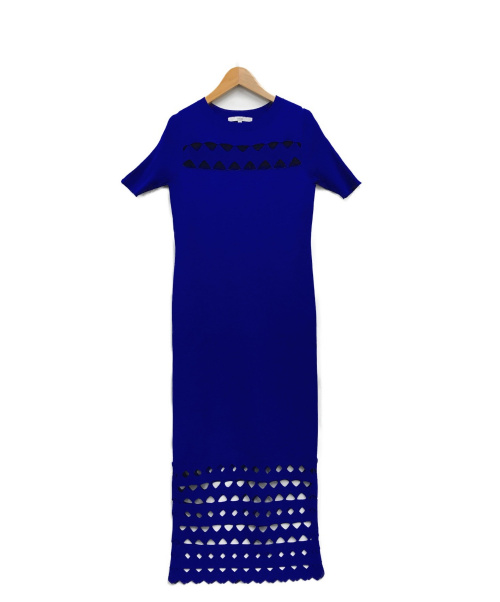 UN3D.（アンスリード）UN3D. (アンスリード) カットワークニットワンピース ブルー サイズ:FREEの古着・服飾アイテム