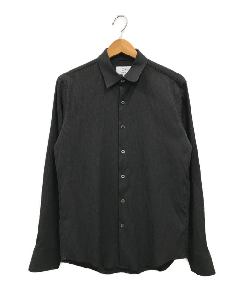 Calvin Klein（カルバンクライン）Calvin Klein (カルバンクライン) エアリーヘアラインストライプシャツ ブラック サイズ:Sの古着・服飾アイテム