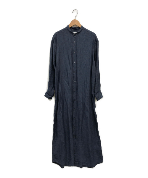 INDIVIDUALIZED SHIRTS（インディビジュアライズドシャツ）INDIVIDUALIZED SHIRTS (インディビジュアライズドシャツ) リネンマキシシャツワンピース ブルー サイズ:FREEの古着・服飾アイテム