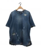glamb（グラム）の古着「ダメージデニムプルオーバーシャツ / Damaged denim pullover SH」｜インディゴ