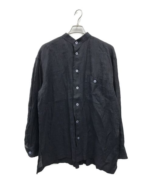 ISSEY MIYAKE（イッセイミヤケ）ISSEY MIYAKE (イッセイミヤケ) スタンドカラーランダムプリーツシャツ グレー サイズ:Mの古着・服飾アイテム