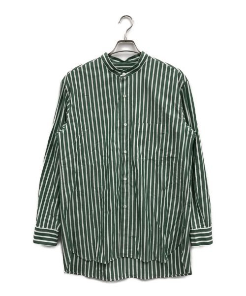 CristaSeya（クリスタセヤ）CristaSeya (クリスタセヤ) ストライプマオシャツ / cotton green striped mao shirt グリーン サイズ:Lの古着・服飾アイテム