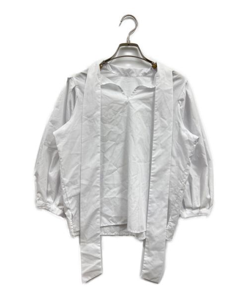 NARA CAMICIE（ナラカミーチェ）NARA CAMICIE (ナラカミーチェ) ボウタイタックスリーブ七分袖ブラウス ホワイトの古着・服飾アイテム