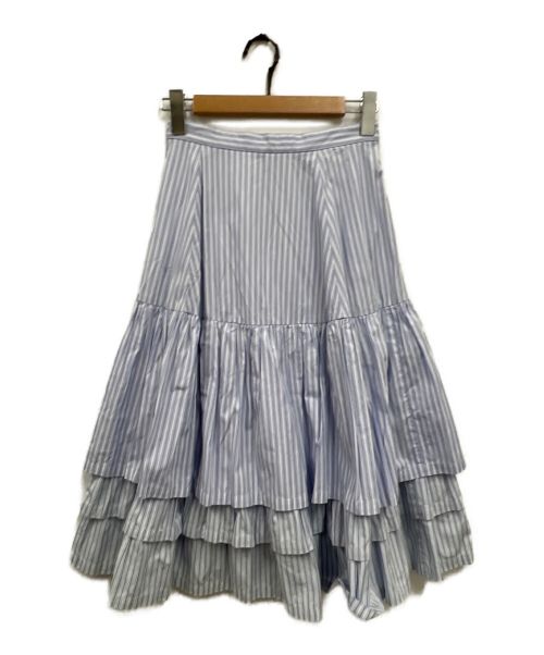tricot COMME des GARCONS（トリココムデギャルソン）tricot COMME des GARCONS (トリココムデギャルソン) ギャザーストライプスカート ブルー サイズ:XSの古着・服飾アイテム
