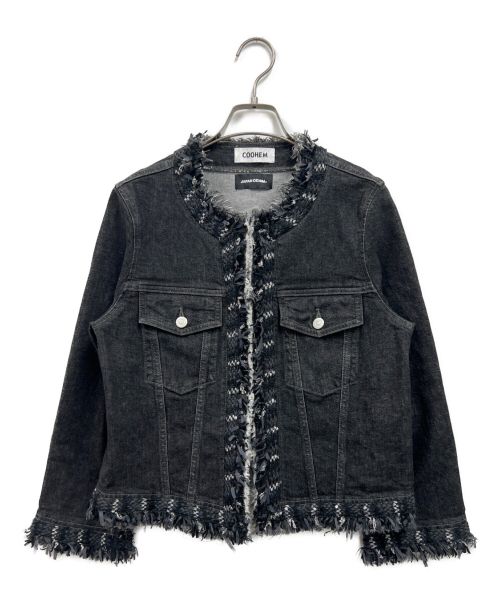 Coohem（コーヘン）Coohem (コーヘン) JAPANDENIM TWEED FRINGE NO COLLAR JACKET /　ツイードフリンジノーカラージャケット ブラック サイズ:1の古着・服飾アイテム