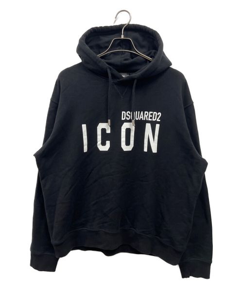 DSQUARED2（ディースクエアード）DSQUARED2 (ディースクエアード) ICON Hooded Sweatshirt アイコンフーデッドスウェットシャツ ブラック サイズ:XXLの古着・服飾アイテム