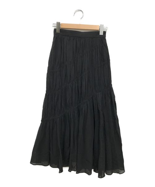 Mystrada（マイストラーダ）Mystrada (マイストラーダ) シャーリングボイルスカート ブラック サイズ:34 未使用品の古着・服飾アイテム