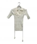 IRENEアイレネ）の古着「Crochet Collar Knit / レース装飾ニットポロ 23S81006」｜ホワイト