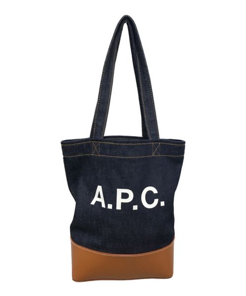 A.P.C.（アーペーセー）A.P.C. (アー・ペー・セー) Axel デニム ハンドバッグ インディゴ×ブラウンの古着・服飾アイテム