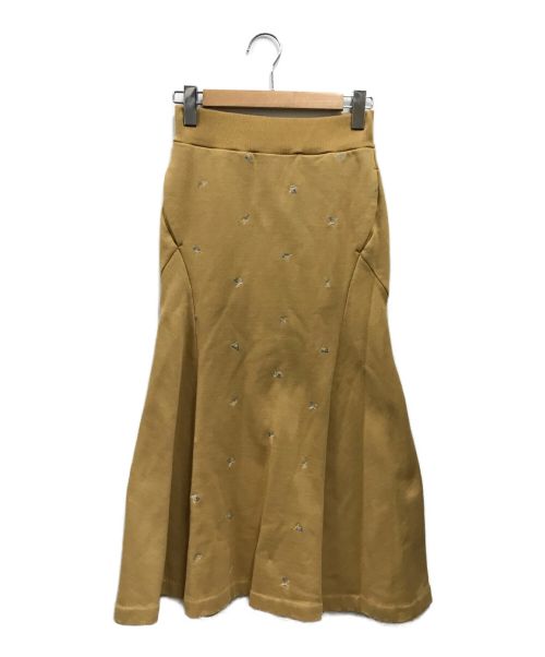 Mame Kurogouchi（マメクロゴウチ）mame kurogouchi (マメクロゴウチ) Floral Motif Embroidered Sweater Skirt/mm22pf-js719 イエロー サイズ:Mの古着・服飾アイテム