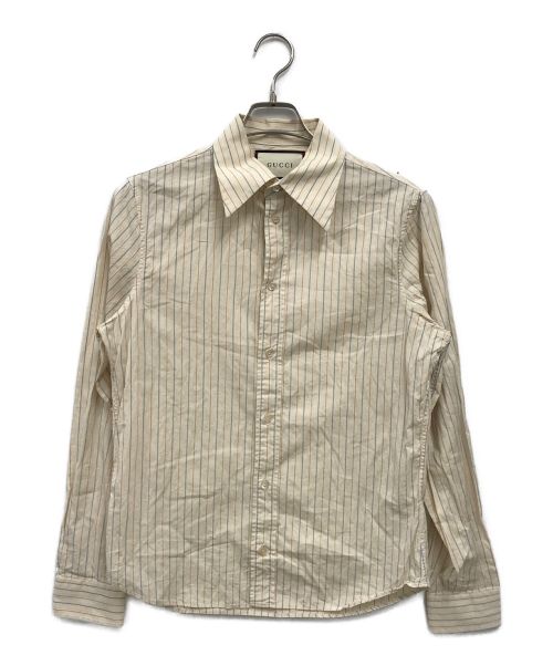 GUCCI（グッチ）GUCCI (グッチ) ウォッシュドストライプシャツ ベージュ サイズ:15（165/88A)の古着・服飾アイテム