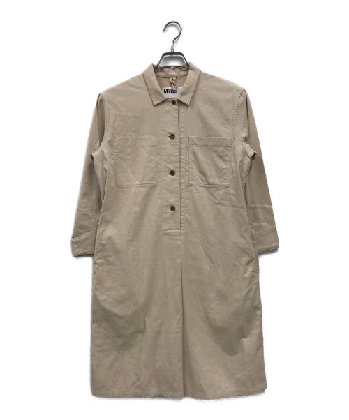 MHL（エムエイチエル）MHL (エムエイチエル) Short Sleeve Dress/2/Wool/Blk/Plain/シャツワンピース アイボリー サイズ:1の古着・服飾アイテム