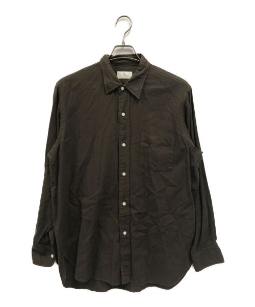HERILL（ヘリル）HERILL (ヘリル) コットンカシミヤ レギュラーカラーシャツ/21-050-HL-8000-3 ブラウン サイズ:2の古着・服飾アイテム