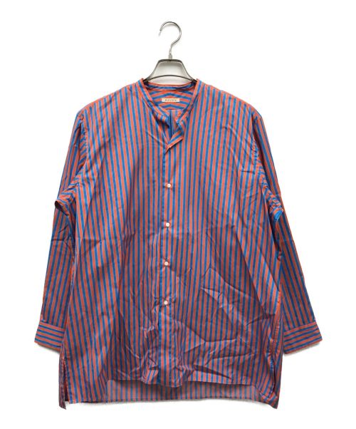 HEUGN（ユーゲン）HEUGN (ユーゲン) Morris ORANGE/ストライプシャツ/SHIRT063 オレンジ×ブルー サイズ:Lの古着・服飾アイテム