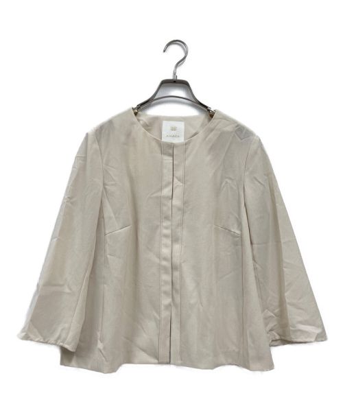 AMACA（アマカ）AMACA (アマカ) ノーカラージャケット ベージュ サイズ:Lの古着・服飾アイテム