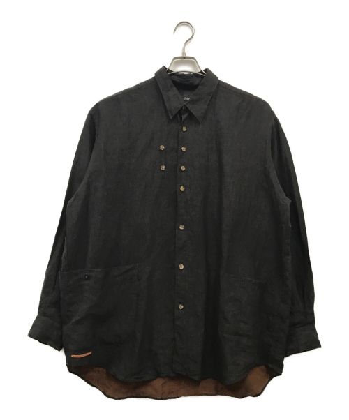 THE Black IS BROWN（ザ ブラック イズ ブラウン）THE Black IS BROWN (ザ ブラック イズ ブラウン) リネンシャツジャケット ブラウン サイズ:Lの古着・服飾アイテム