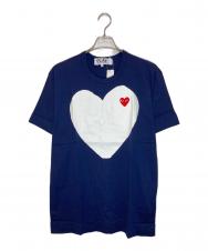 PLAY COMME des GARCONS (プレイコムデギャルソン) レッドワッペン・ホワイト・ハート・Tシャツ ネイビー サイズ:XL